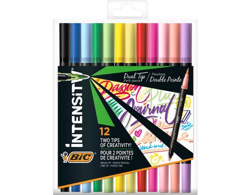 Bic Intensity Dual Brush Fasermaler Box à 12 Stk.