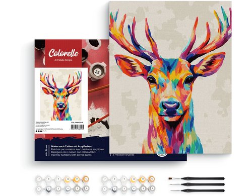 Colorelle MNZ Hirsch Pop Art gesp. Leinwand, Pinsel, Acrylfarben, ab 14J