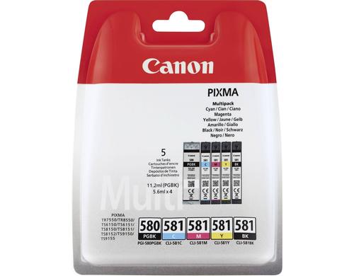 Tinte Canon INK PGI-580/581 Multipack PGBK (11.2ml), C, M, Y, BK (4x5.6ml)
