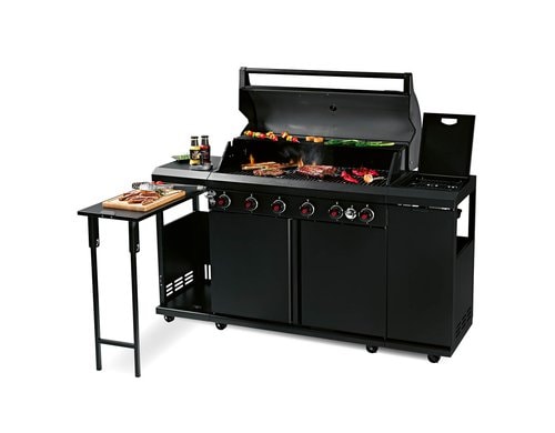 LANDMANN Gasgrill 168cm BR6.1 Black 168x119x57cm, 6 Brenner, 800C Zone,