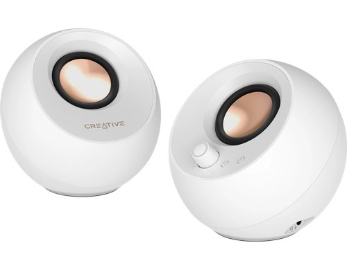 Creative Pebble Pro, 2.0 Lautsprecher Bluetooth 5.3, USB Audio, RGB, weiss