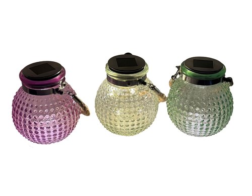 Dameco LED Solar Glas Windlichter 3er Set LED ww, D:10.5cm H:12.5cm