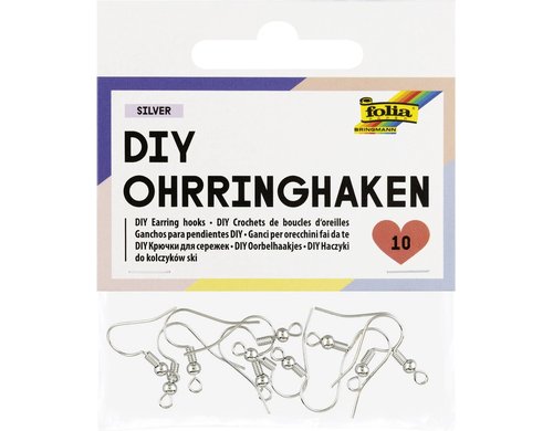 Folia DIY Ohrringhaken, 10 Stück 2x1,8cm, silber