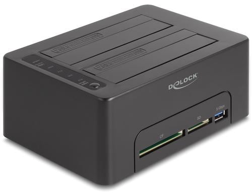 Delock USB Dual Dockingstation 2x SATA HDD/SSD, Klon Funktion, Card Reader