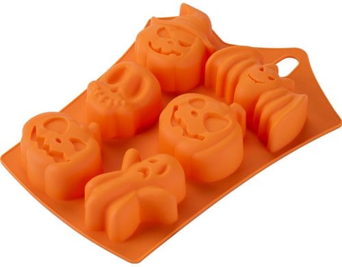 Zenker Silikonform Halloween Motive Schoko/Backen/Eiswürfelform, 6er, orange
