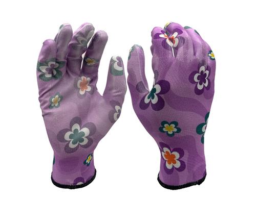 FTM Gartenhandschuhe Grösse 10/XL, lila, Blumenmuster, 12er Set