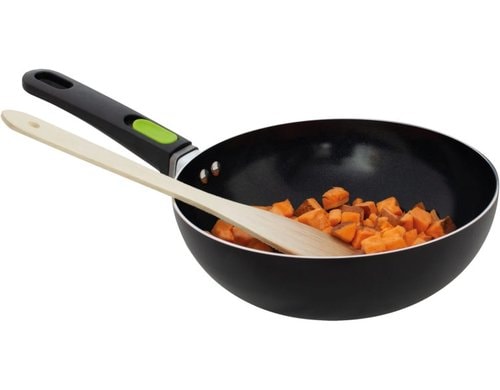Wok Pfanne Keramik, 28x8,5cm Schwarz/Schwarz