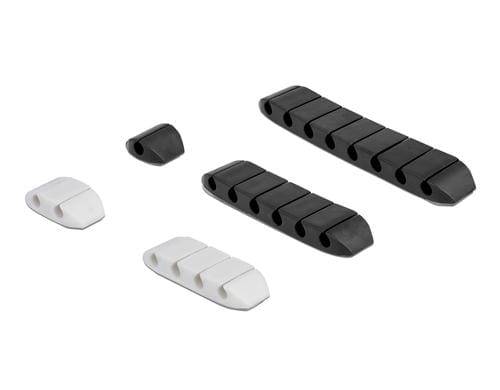 Delock Kabelhalter trapezförmig, selbstkl. Kombi Set 10 Stück, Schwarz/Weiss