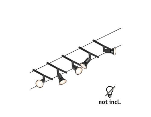 Paulmann CorDuo Seilsystem Salt Basisset GU5,3 max. 5x10W 230/12V Schwarz matt, Chr