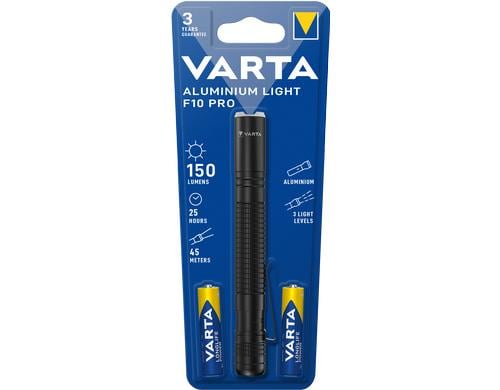 VARTA Aluminium Light F10 Pro 2AA mit Batterien