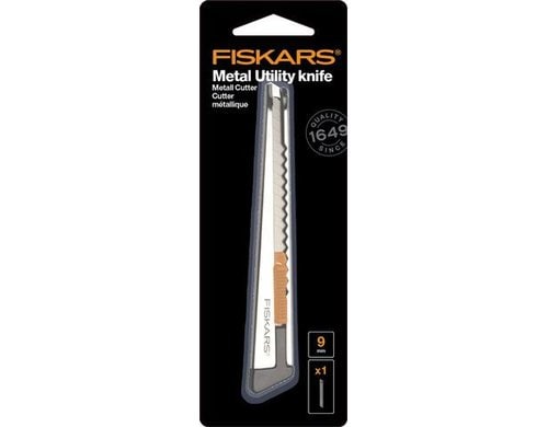 Fiskars Cutter Metall Pro flach 9mm Klingenführung aus Metall, gummierter Griff