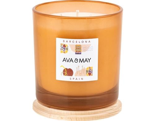 AVA & MAY Duftkerze Barcelona, 500gr 12x12x12.5cm, 100% Sojawachs,70h Brennd.