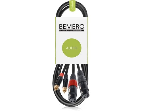 Bemero BAC2544-150BK 2x XLRf - 2x RCAm 1.5m Audio-Verbindungskabel, schwarz, M-Serie