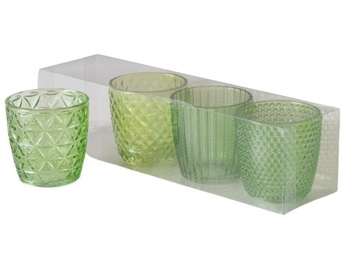 Boltze Windlicht Marilu, Glas, 4er Set Grün, 7.5x7 cm (HxD)