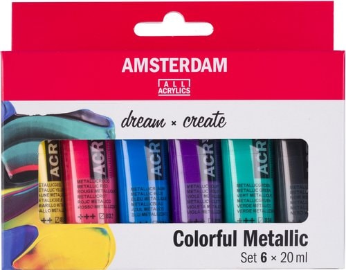 Amsterdam, Acrylfarbe Set Colorful Metallic 6 Tuben à 20ml