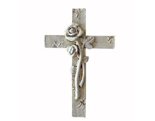 Dameco Grabdekoration Kreuz verziert Grau, Polyresin, 1.3x6.8x10.5 cm (LxBxH)