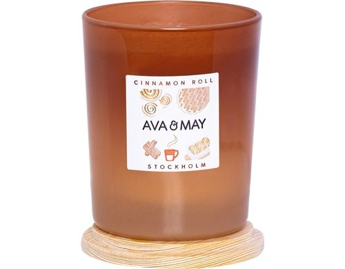 AVA & MAY Duftkerze Cinnamon roll,180 g 8x8x10 cm, 100% Sojawachs, 40h Brenndauer