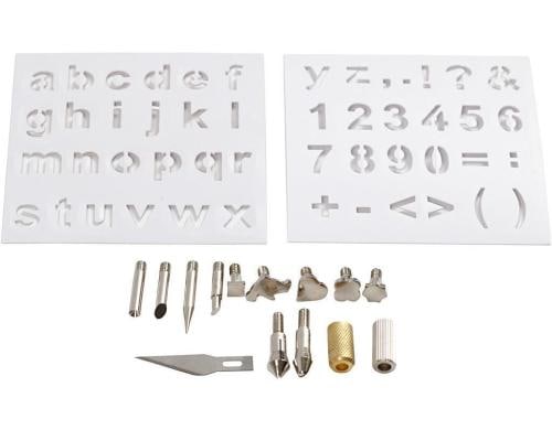 Creativ Company Aufsätze für Brandmalstift Aufsätze und Schablone ABC