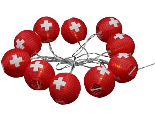 Dameco LED Lichterkette CH-Kreuz 1.8m solar, 10 LED, Anschlusskl: 1.2m D:7.5cm