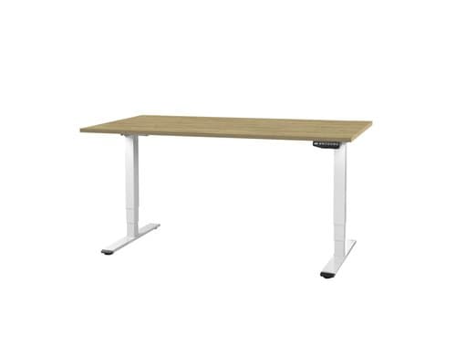 Contini Tisch höhenverstellbar Eiche Tischplatte 1.4x 0.8 m, Gestell weiss