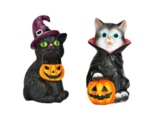 G. Wurm Halloween Katze assortiert PP, 5x10x6cm, ACHTUNG assortiert 1 Stück!!!