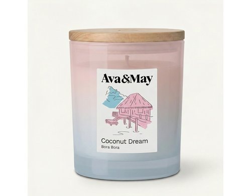 AVA & MAY Duftkerze Coconut Dreams, 220 gr Brenndauer 56h, 100% pflanzlicher Wachs