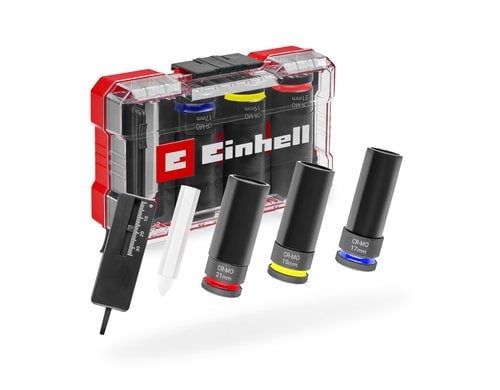 Einhell KFZ-Impact-Stecknuss-Set M-CASE, 5-tlg., Felgenschutz