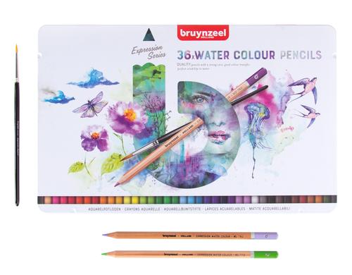 Bruynzeel Farbstifte Expression Watercolour 36 Stück im Metalletui, wasservermalbar