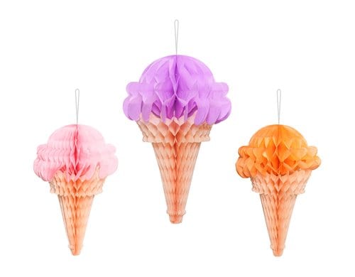 Partydeco Seidenpapier Eiscreme farbig, 20-30 cm, 3 Stk