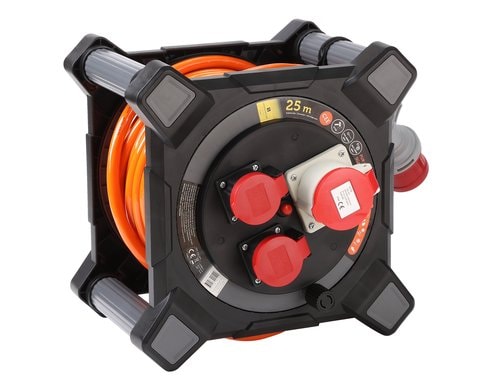 Kabelbox Kunststoff CEE 5P 16A IP44 25m EPR-PUR 5x.2.5mm2 1xCEE16/5 2xT25 IK08