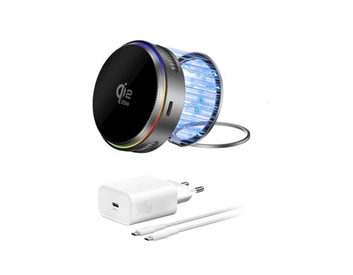 4smarts Qi2 25W MagSafe Ladegerät Kühlung, RGB, Spacegrau