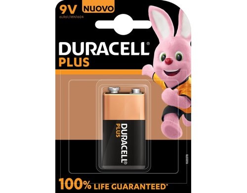 Duracell 9V Plus Power MN1604 6LR61 K1 9,0 Volt, 1 Stück