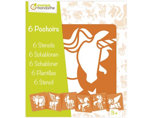 Avenue Mandarine Schablonen Set Einhörner 15.2 x 17.5 cm, 6 Schablonen