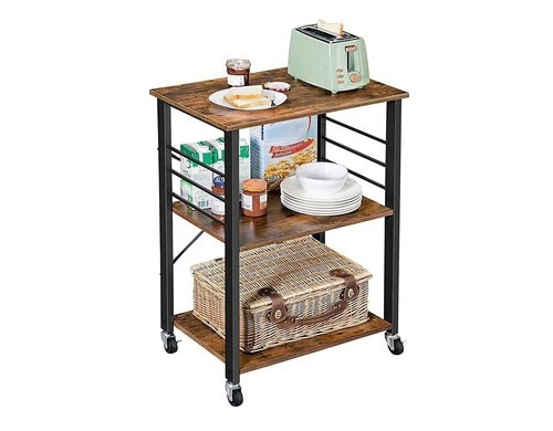 relaxdays Küchenwagen mit 3 Ebenen Braun/Schwarz