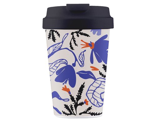 BioLoco, Outdoor-Becher Easy Cup-Black fern 350ml, wiederverschliessbarer Deckel