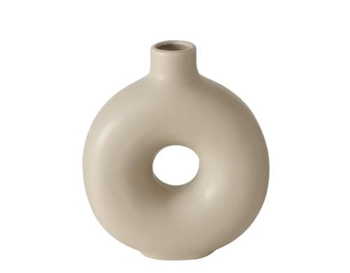 Boltze Vase Lanyo H 20cm, Steingut, Matt, Beige
