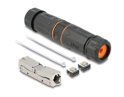 Delock Kabelverbinder LSA zu LSA Cat.6A IP68, wasserfest, schwarz