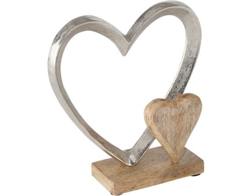 Boltze Dekoaufsteller Carolyn Herz m. Stand H:22 cm, Mangoholz