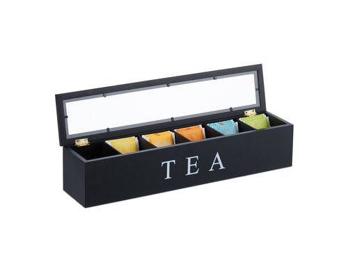 relaxdays Teebeutel-Box Bambus, China, 6 Fächer