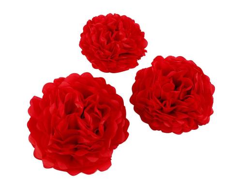 Creativ Company Papier-Pompons rot 3 Stück: 20 + 24 + 30 cm