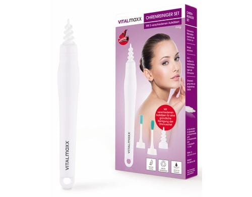 VITALmaxx Ohrenstäbchen Set 19tlg, 3 Aufsätze, wiederverwendbar