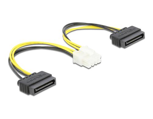 Delock 2x SATA 15Pin - 8 Pin EPS Stecker 15cm, 2x Sata-PowerStecker -> 1x 8 Pin