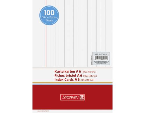 Brunnen Karteikarten A6 liniert 100 Stück, weiss