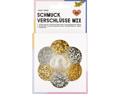 Folia Schmuckverschlüsse Mix 961-teilig, gold und silber sortiert