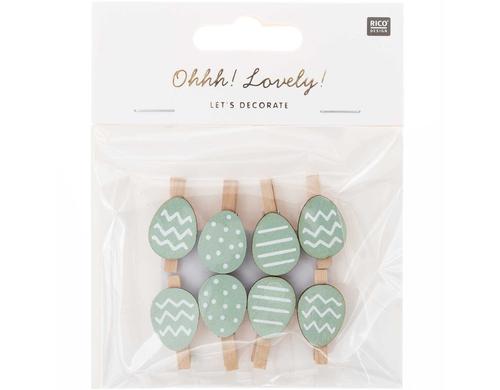 Rico Design Dekoklammern 8 Stück Osterei mint