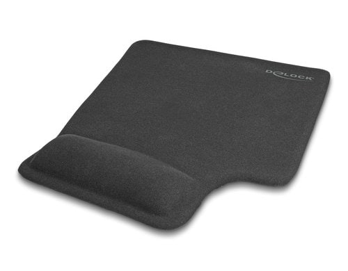 Delock ergonomisches Mousepad Linkshänder mit Handballenauflage, schwarz