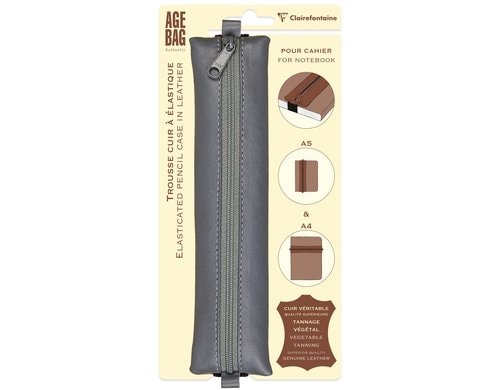 Clairefontaine AgeBag Etui für Notizbuch Leder, 20x4.5cm, grau
