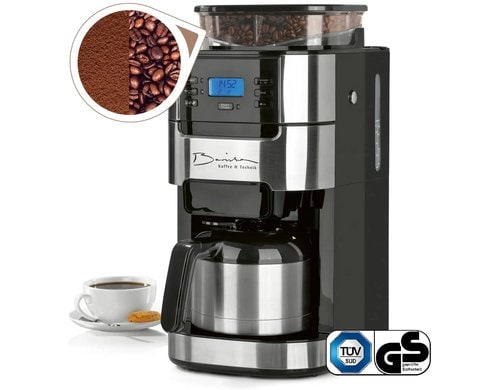 Barista Kaffeemaschine mit Mahlwerk 1000W Edelstahl/schwarz mit Isolierkanne