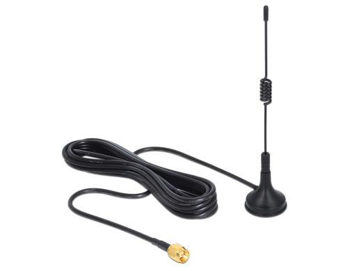 Delock 433Mhz Antenne,3dBi, magn. Standfuss SMA Anschluss, 3m Kabel, 12.4cm