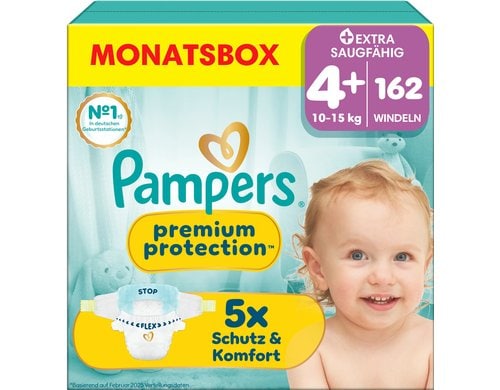 Pampers Premium Protection Gr.4+ Maxi 10-15kg MonatsBox / 162 Stück
